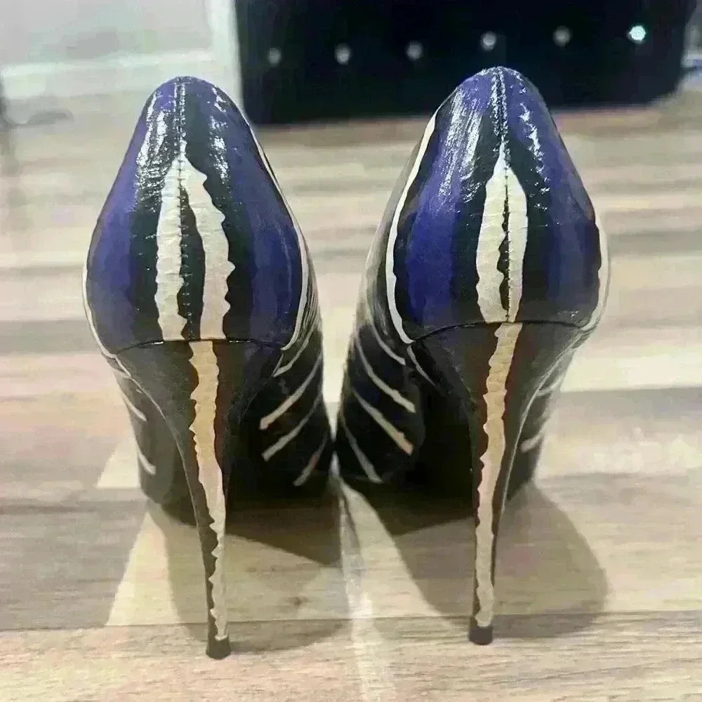 7.5 L- Elektrik heel shoes black/purple and white - Picture 5 of 7